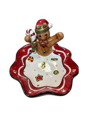 Noble Excellence Gingerbread Man Christmas Serveware One Size Red White
